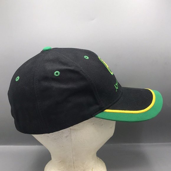 John Deere Tractors Hat Cap Adjustable Strapback Black Green EUC - Picture 2 of 7